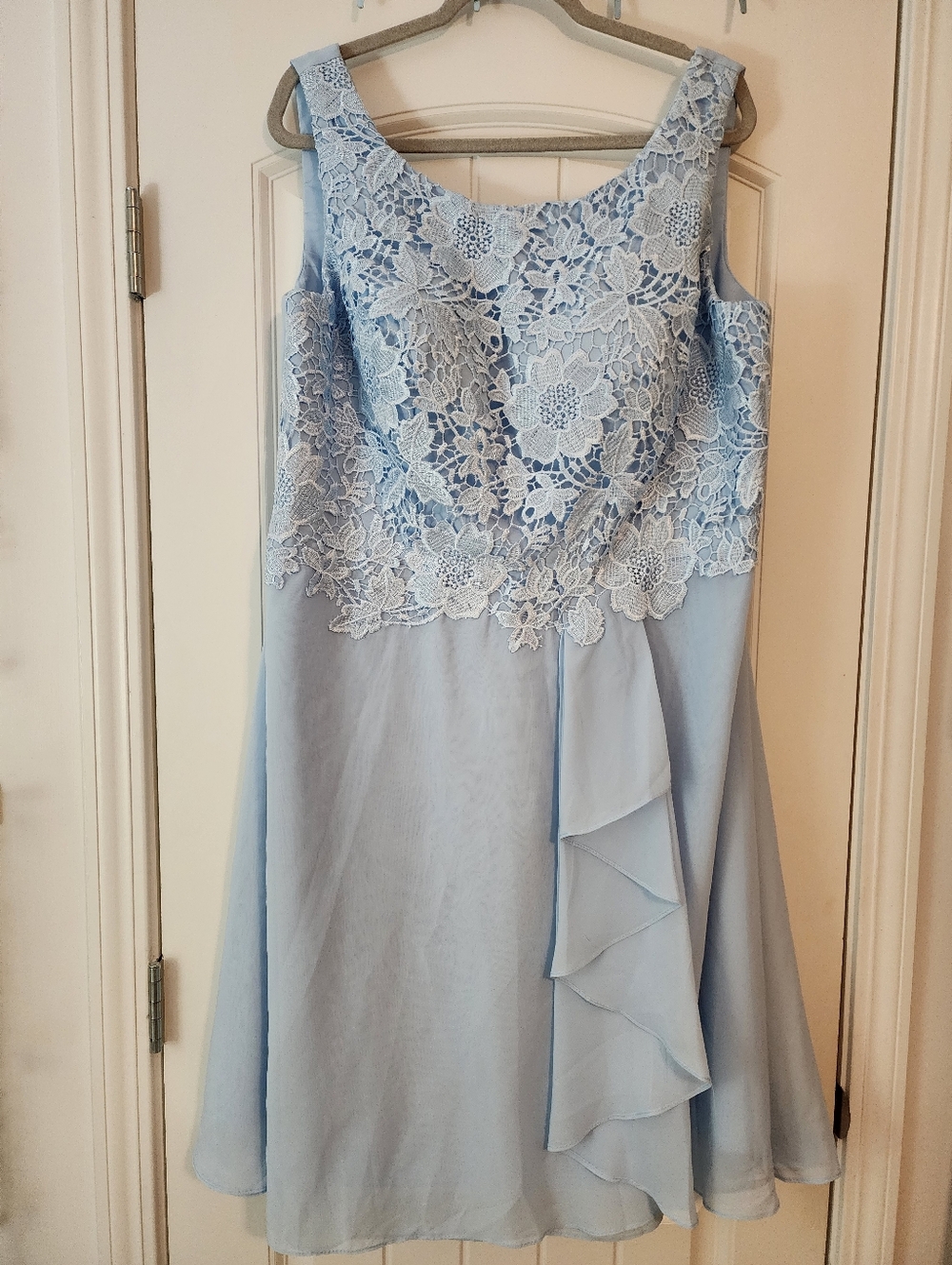 Light Blue Floral Lace Chiffon Dress With Sheer Jacket 20W Corset Back New Soft
